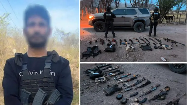 El detenido, el arsenal y los vehículos asegurados en Sanalona fueron puestos a disposición de las autoridades federales.