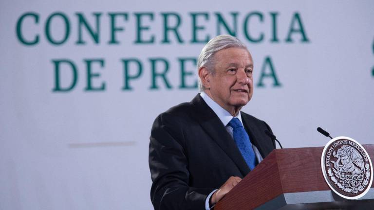 Andrés Manuel López Obrador en conferencia de prensa en Palacio Nacional.
