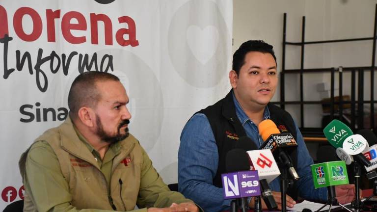 Conferencia de la dirigencia de Morena en Sinaloa, donde habló de los actos anticipados de campaña.