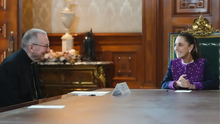 El secretario de Estado del Vaticano, Pietro Parolin, y la Presidenta Claudia Sheinbaum se reunieron este miércoles.