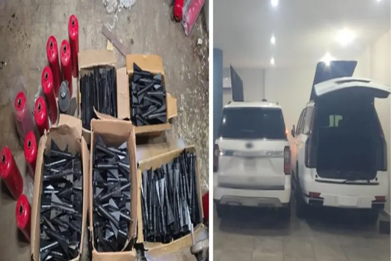 Autoridades aseguraron explosivos, armas y vehículos con blindaje artesanal en Culiacán.