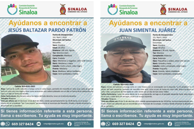 Buscan a Jesús Baltazar y a Juan; desaparecieron el 14 y el 15 de abril