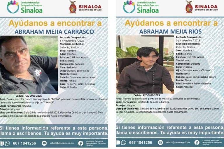 Desaparecen padre e hijo en Campo El Diez, en Culiacán