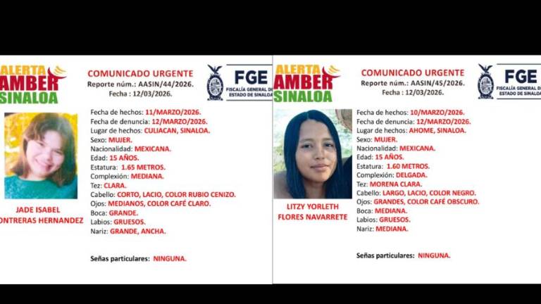Jade Isabel Contreras Hernández y Litzy Yorleth Flores Navarrete desaparecieron en Culiacán y Ahome, respectivamente.