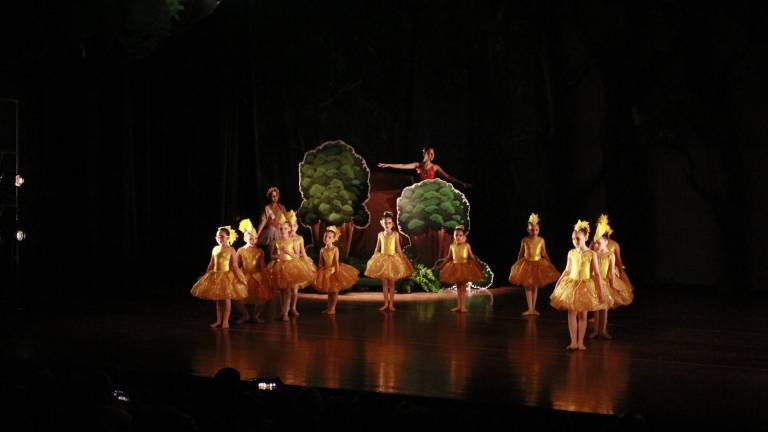 Con coloridos vestuarios, las alumnas presentaron el musical ‘Ale y el Lobo’.