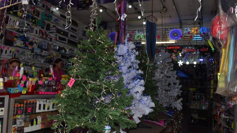 Desde pinos navideños hasta luces y más artículos de temporada se encuentran disponibles en los negocios del Centro de Mazatlán.