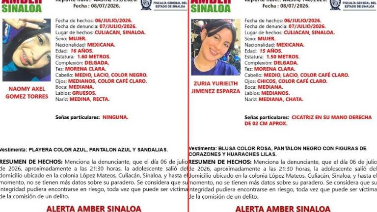Autoridades estatales activaron los protocolos de búsqueda para la localización de las dos menores.