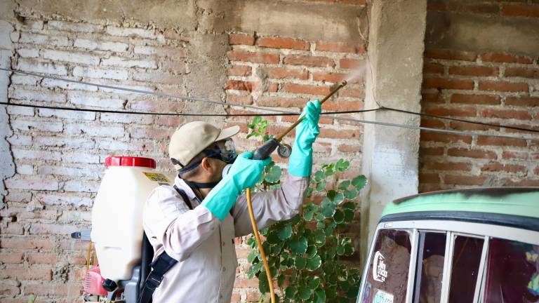 Personal de Vectores realizó recorridos casa por casa en la colonia Díaz Ordaz, en Culiacán, como parte de las acciones preventivas contra el dengue.