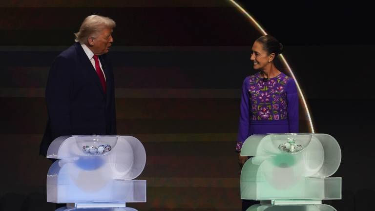 La Presidenta Claudia Sheinbaum Pardo en uno de los encuentros con Donald Trump.