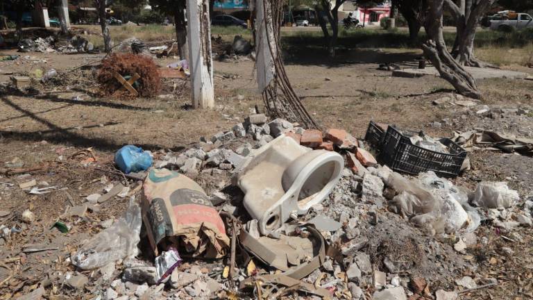 Escombros, ramas secas, basura y hasta un inodoro se encuentran en uno de los laterales de la avenida Clouthier.