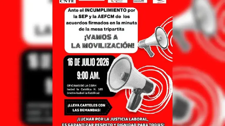 CNTE anuncia nueva protesta en CDMX; denuncian incumplimiento de acuerdos.