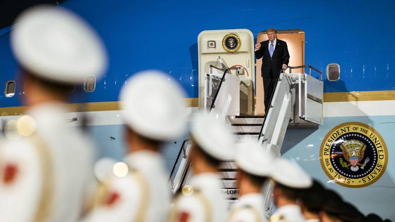 Donald Trump a su llegada a China.