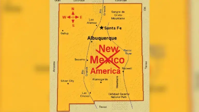 Trump publica mapa de Nuevo México y le cambia el nombre a “Nueva América”.