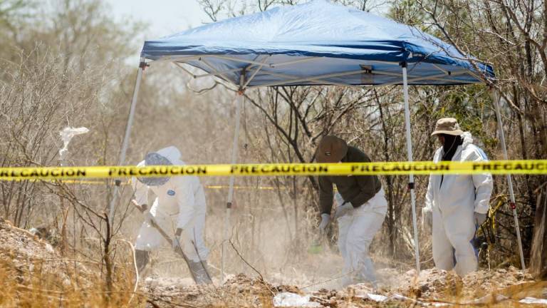 El esqueleto fue localizado al interior de una de las fosas clandestinas descubiertas en la zona rural de Mocorito.