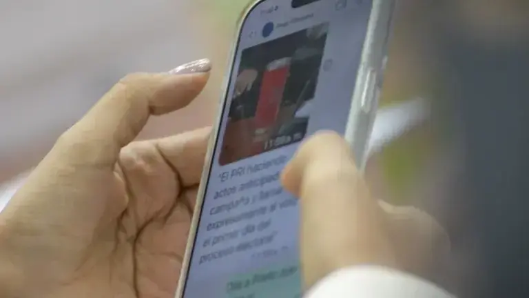 Ariadna Montiel, dirigente nacional de Morena, revisaba en su celular una fotografía del termo rojo que Alejandro Moreno tenía sobre la mesa.