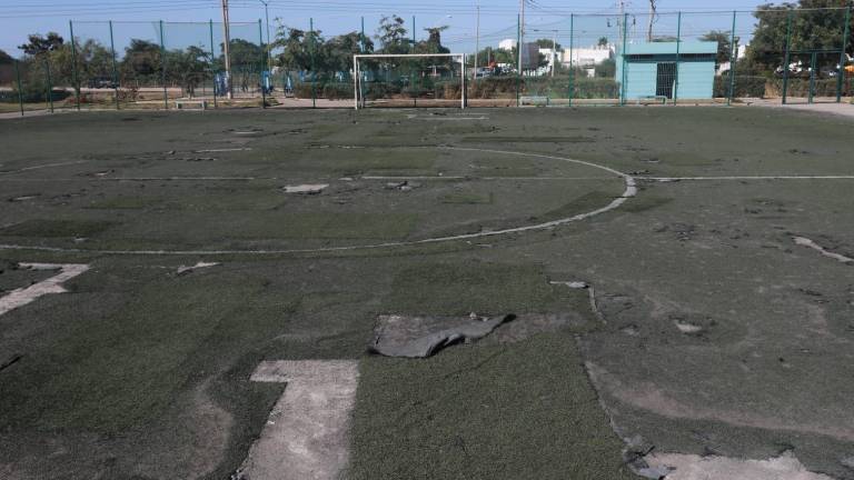 El empastado del campo de futbol de La Foresta muestra un evidente deterioro.