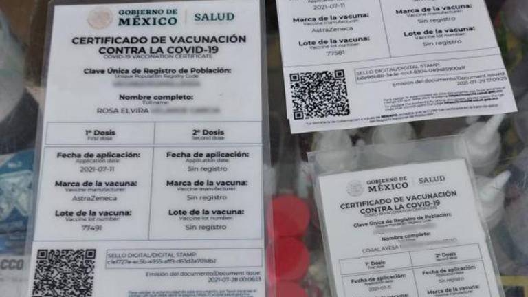 Certificados de vacunación.