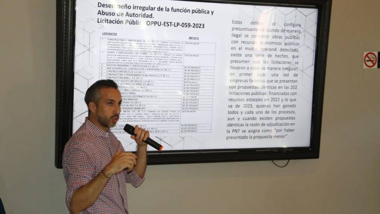 El Diputado por el PAS, Gene René Bojórquez Ruiz, presenta una lista de supuestas irregularidades cometidas en contratos otorgados por el Gobierno de Sinaloa.