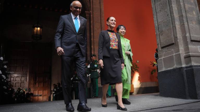 La Presidenta Claudia Sheinbaum Pardo recibió este lunes al Presidente de Singapur, Tharman Shanmugaratnam, y a su esposa Jane Yumiko Ittogi.