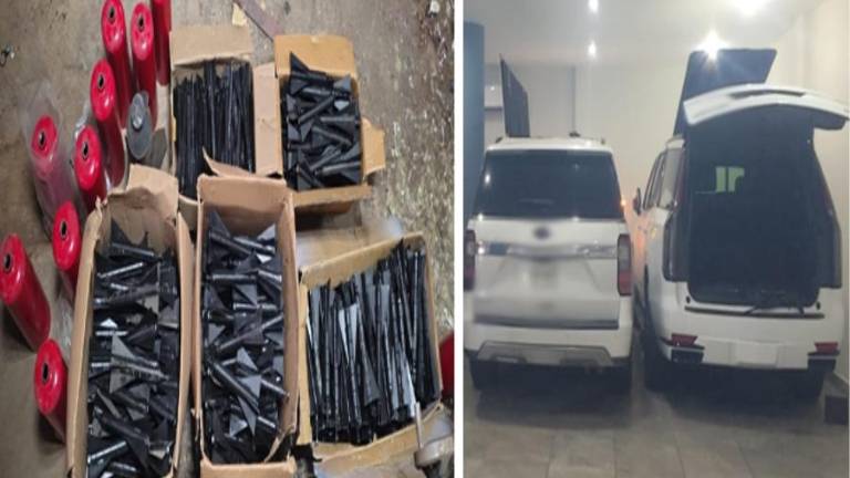 Autoridades aseguraron explosivos, armas y vehículos con blindaje artesanal en Culiacán.