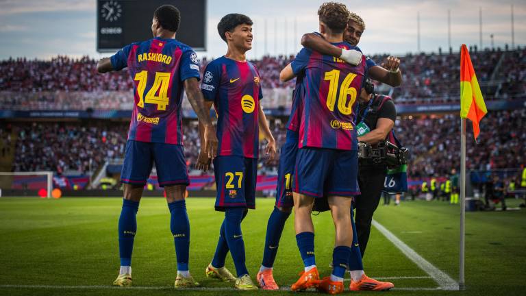 Lamine Yamal anotó uno de los seis goles del Barcelona sobre el Olympiacos.