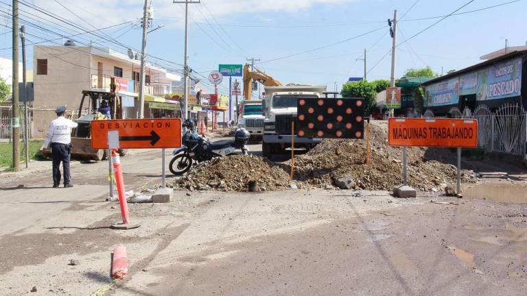 Trabajos de remodelación de la avenida Obregón en Culiacán durante 2022.