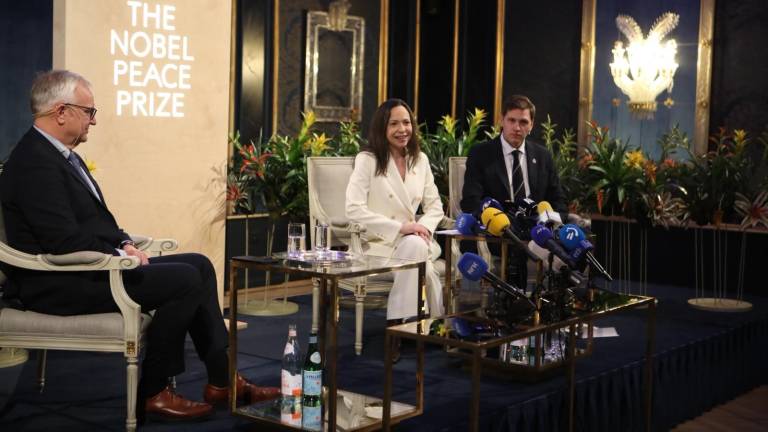 Conferencia de María Corina Machado en Noruega.