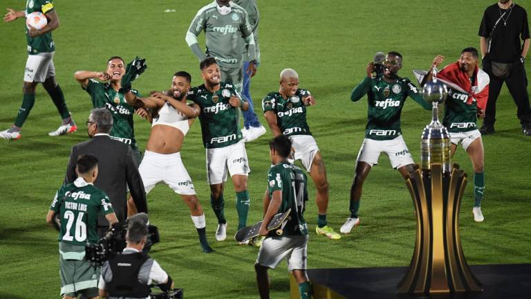 Palmeiras celebra la obtención de su tercera Copa Libertadores.