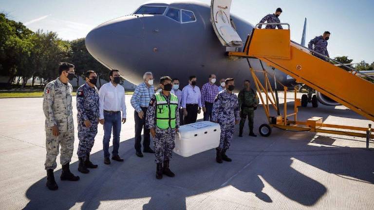 Las autoridades reciben las vacunas.