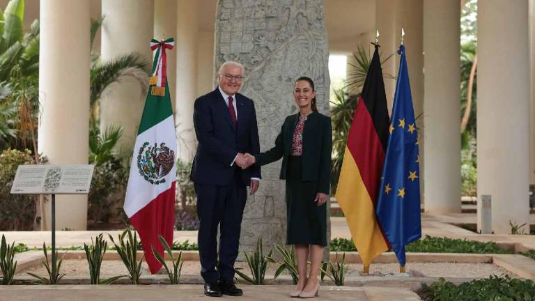La Presidenta de México Claudia Sheinbaum Pardo recibe en Cancún al Presidente de Alemania, Frank-Walter Steinmeier.