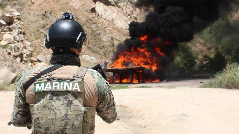 Marina y FGR incineran más de 3.5 toneladas de cocaína asegurada en costas de Guerrero.