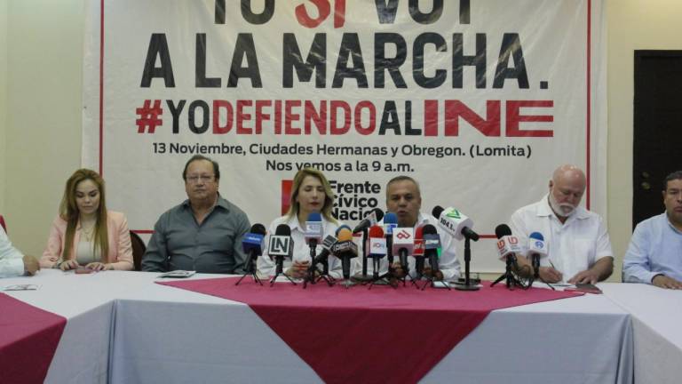 El Frente Cívico Nacional en Sinaloa anuncia marcha en Culiacán en defensa del INE.