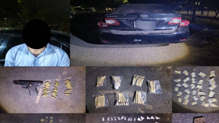 Personal del Ejército Mexicano puso a disposición de la autoridad las armas y sustancias aseguradas.