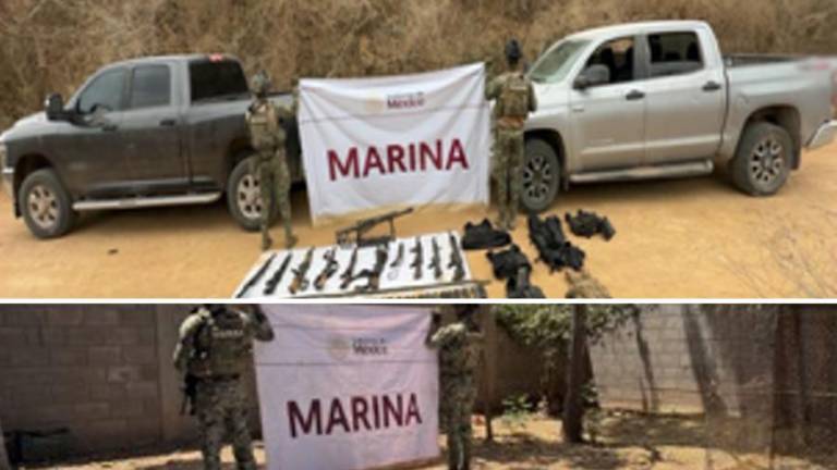 Elementos de la Marina aseguró armas, explosivos y vehículos durante operativos en Eldorado y San Ignacio.