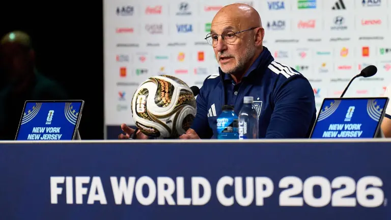 Luis de la Fuente, durante el día de medios previo a la final de la Copa del Mundo.
