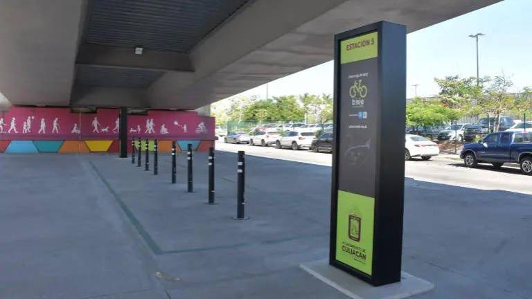 Estación de bicicletas del proyecto de ciclovías que promueve el Gobierno de Culiacán.
