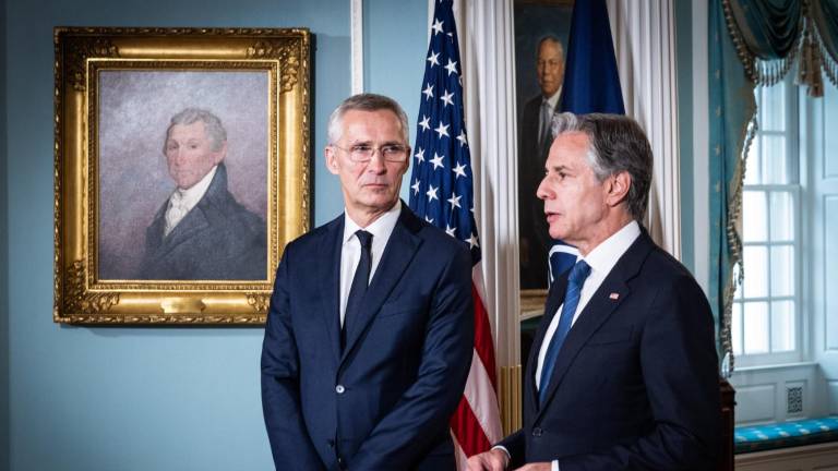 El Secretario General de la OTAN, Jens Stoltenberg, con Antony Blinken, Secretario de Estado de los Estados Unidos.