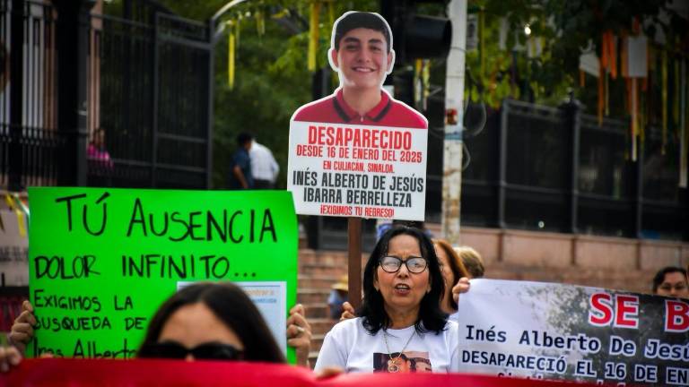 Marcha en Culiacán por Inés Alberto, joven de 21 años desaparecido el 16 de enero de 2025.