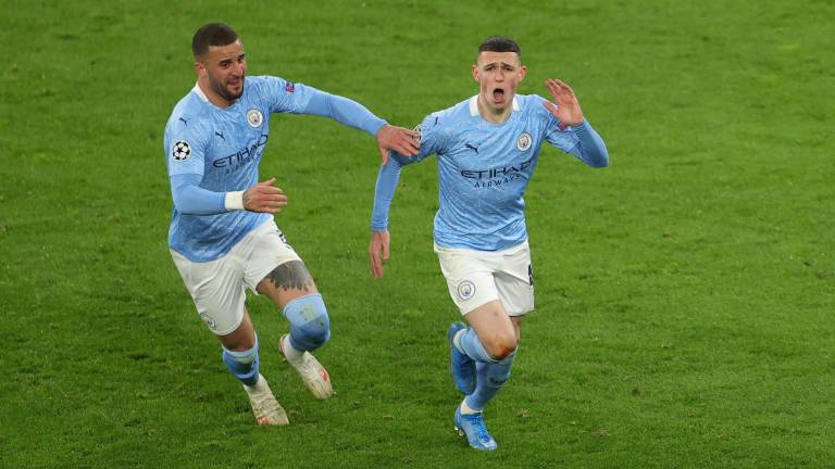 Phil Foden celebra el segundo gol del Manchester City.