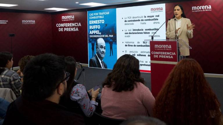 Conferencia de la presidenta nacional de Morena, Ariadna Montiel Reyes.