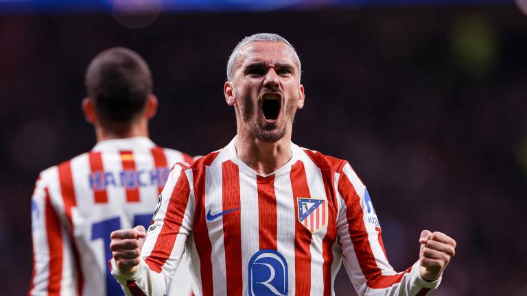 Antoine Griezmann celebra su gol en el trinfo del Atlético en Madrid sobre el Tottenham.