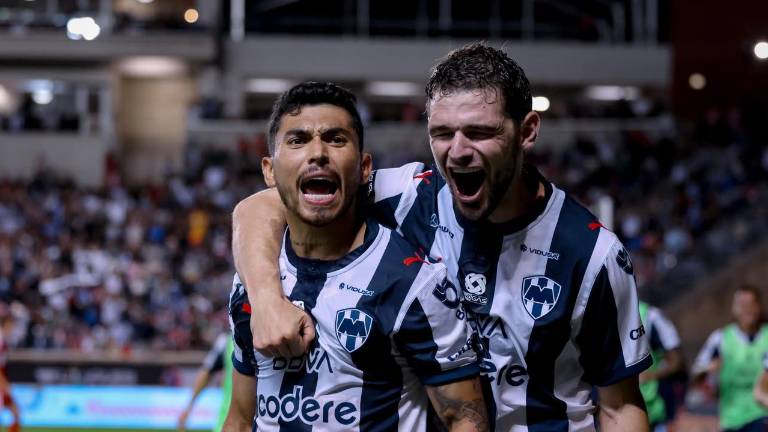 Orbelín Pineda celebra el gol que le dio el boleto a Rayados para las semifinales de la Leagues Cup.
