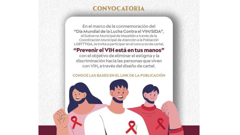 Participantes podrán enviar sus carteles originales hasta el 10 de noviembre para promover la prevención del VIH y la inclusión social en Mazatlán.