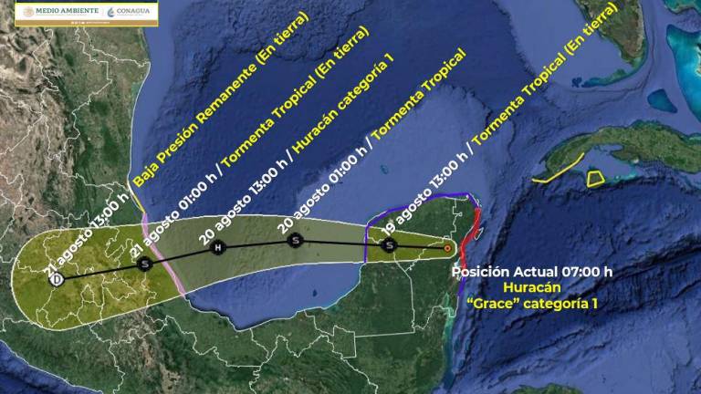 El huracán Grace toca tierra al sur de Tulum y avanza por Yucatán