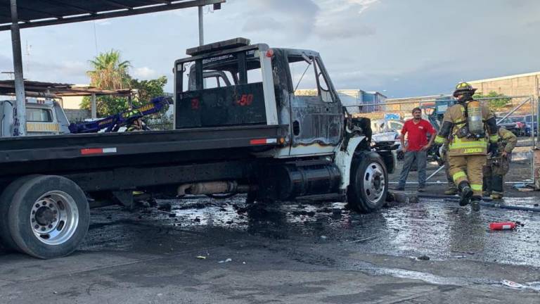 Una grúa resultó dañada al incendiarse en un negocio en El Venadillo.