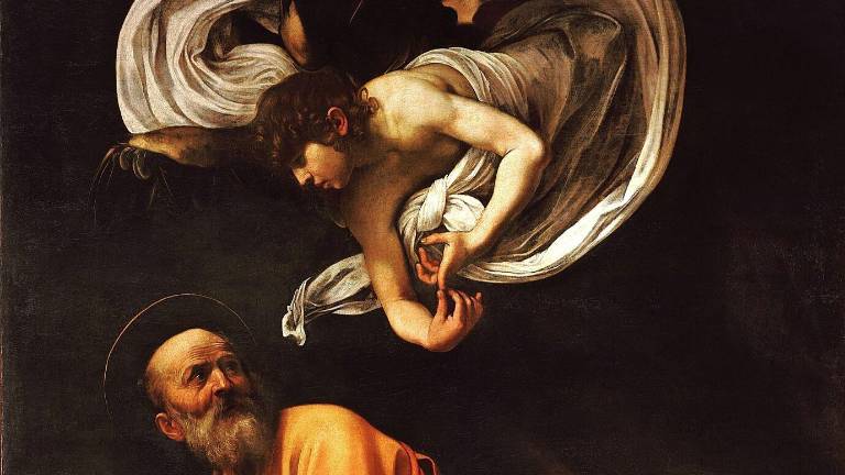 Caravaggio, La inspiración de San Mateo, 1602. Roma.