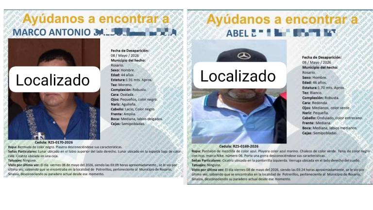 Elementos de la SSPM localizaron en Villa Unión a dos hombres que contaban con ficha de búsqueda activa desde el 8 de mayo.