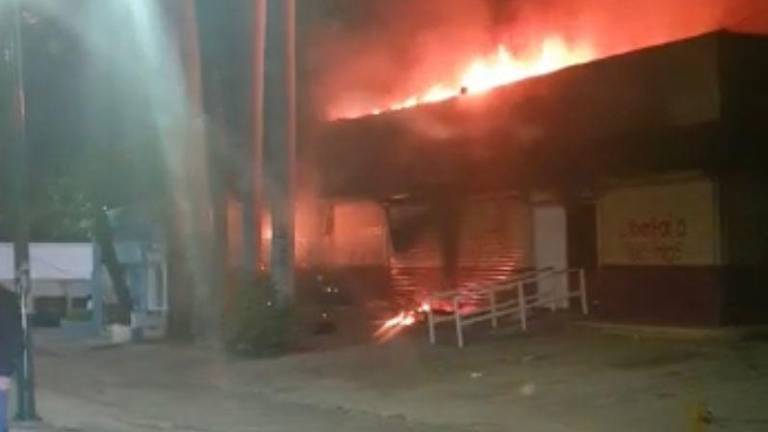 Instalaciones del INE en Chiapas que fueron incendiadas.