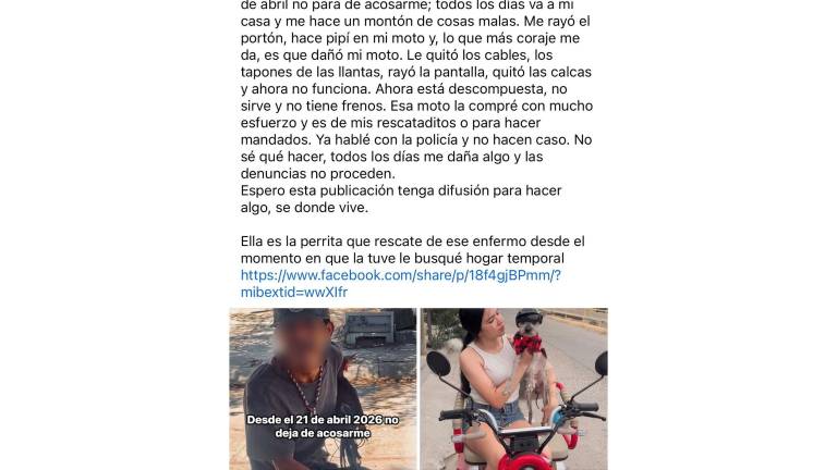 La activista y defensora de animales Danna Osuna denunció presuntos actos de hostigamiento y daños a su patrimonio tras rescatar a una perrita en Mazatlán.
