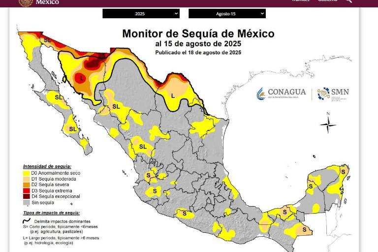 Monitor de Conagua mantiene a Rosario como anormalmente seco
